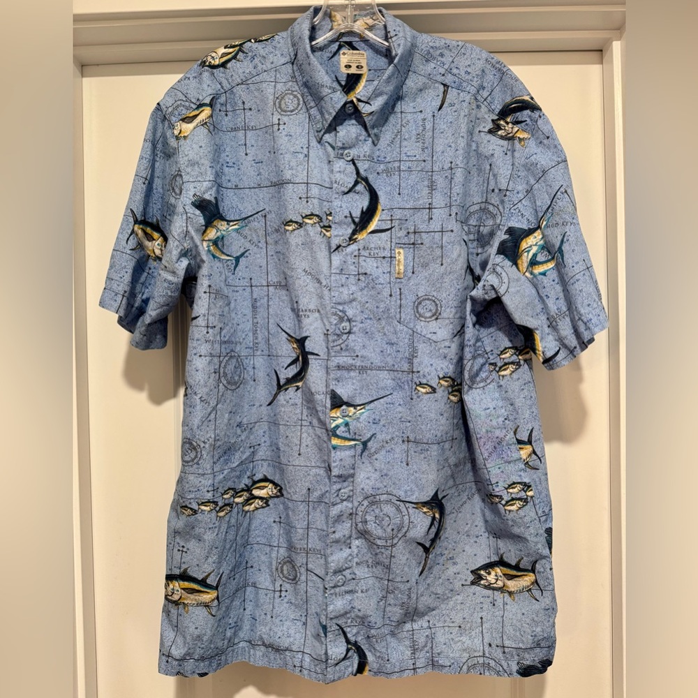 Columbia PFG Blue Marlin Print Men's‎ Shirt